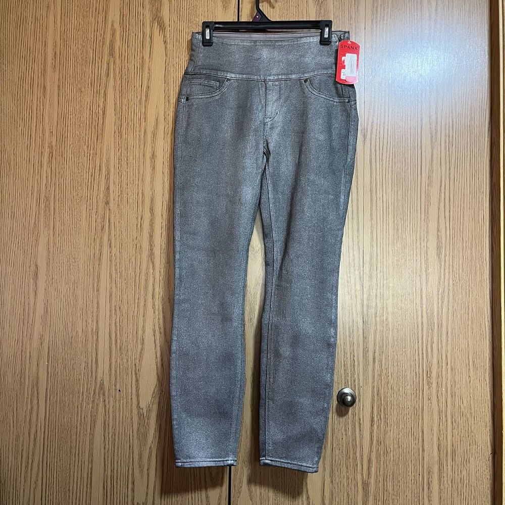 NWT Spanx Denim Leggings Metallic Grey Women’s Small